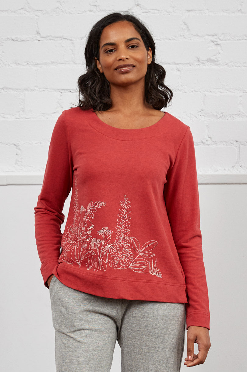 GOTS Organic Cotton Embroidered Marl Top
