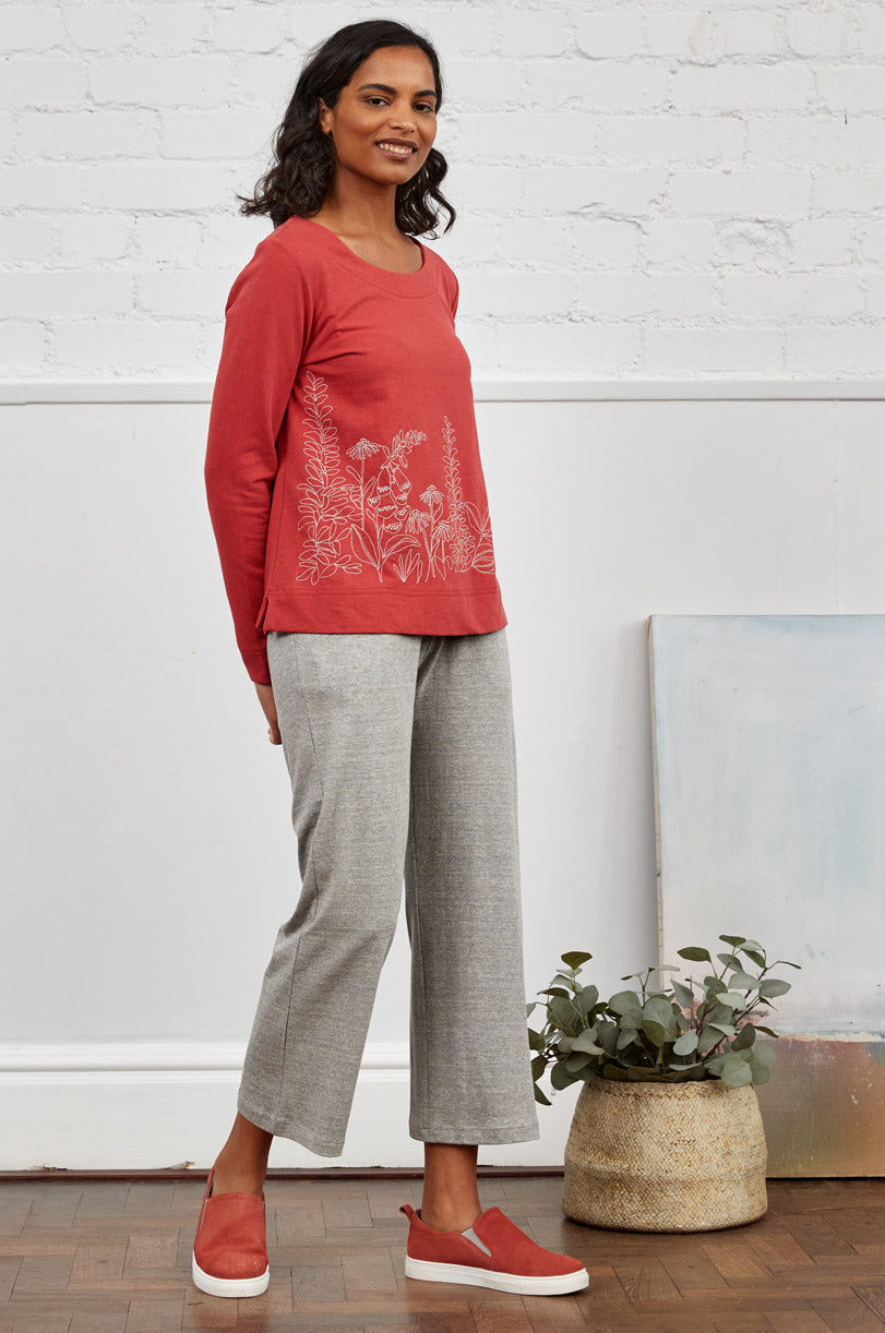 GOTS Organic Cotton Embroidered Marl Top