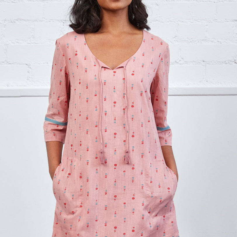 Cotton Voile Tassel Tunic Dress