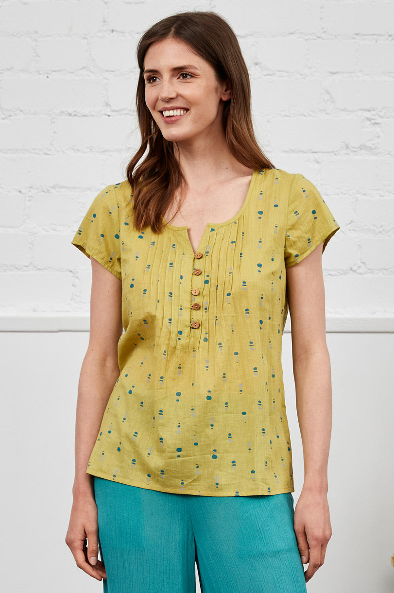 Cotton Voile Pin Tuck Matisse Top