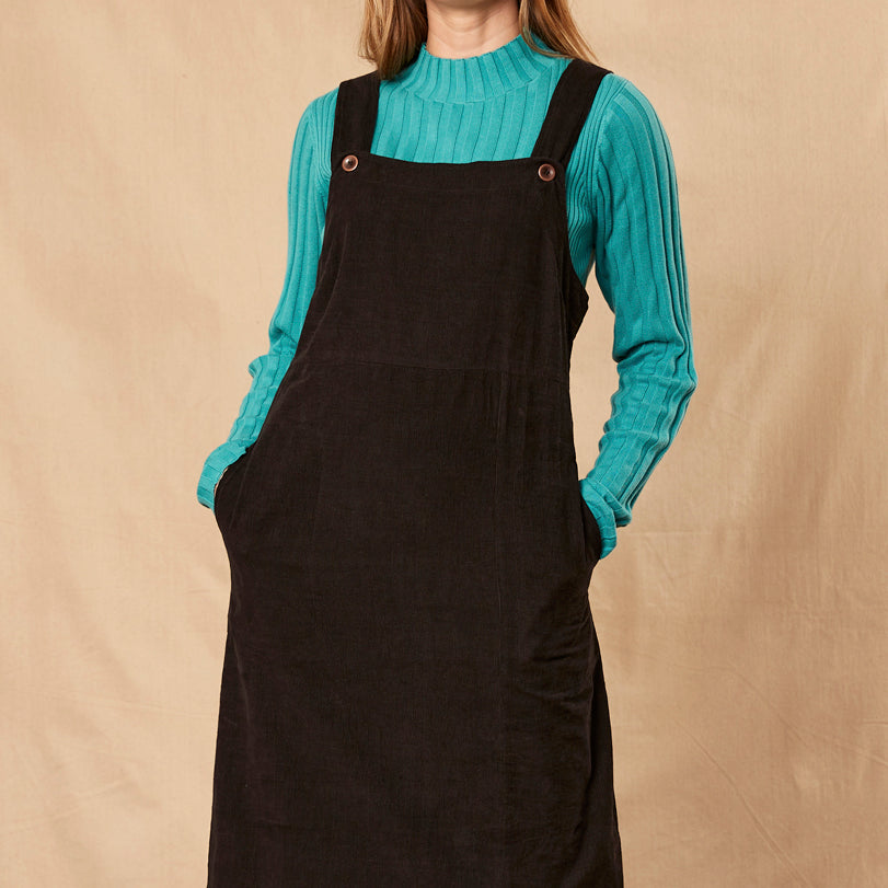 Cotton Dungarees Dress with Split