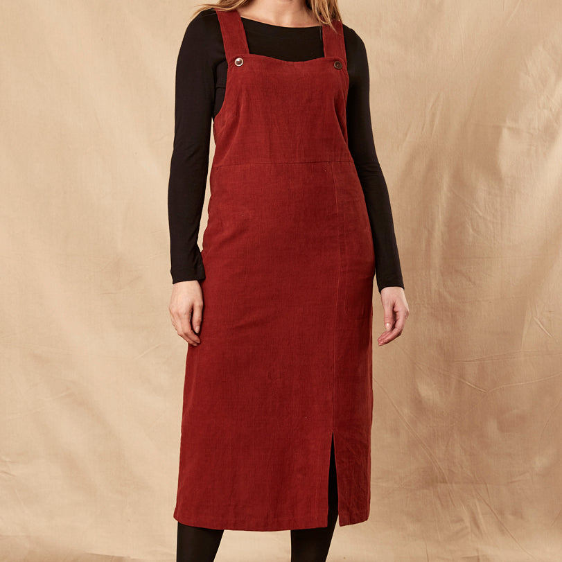 Cotton Dungarees Dress with Split
