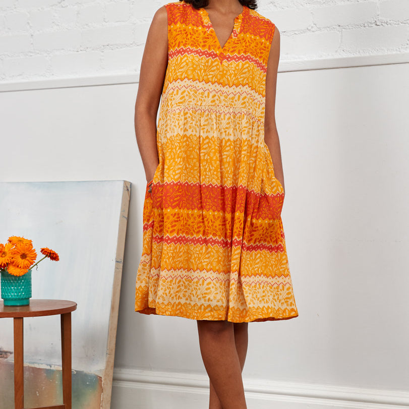 Crinkle Viscose Gathered Tunic Dress
