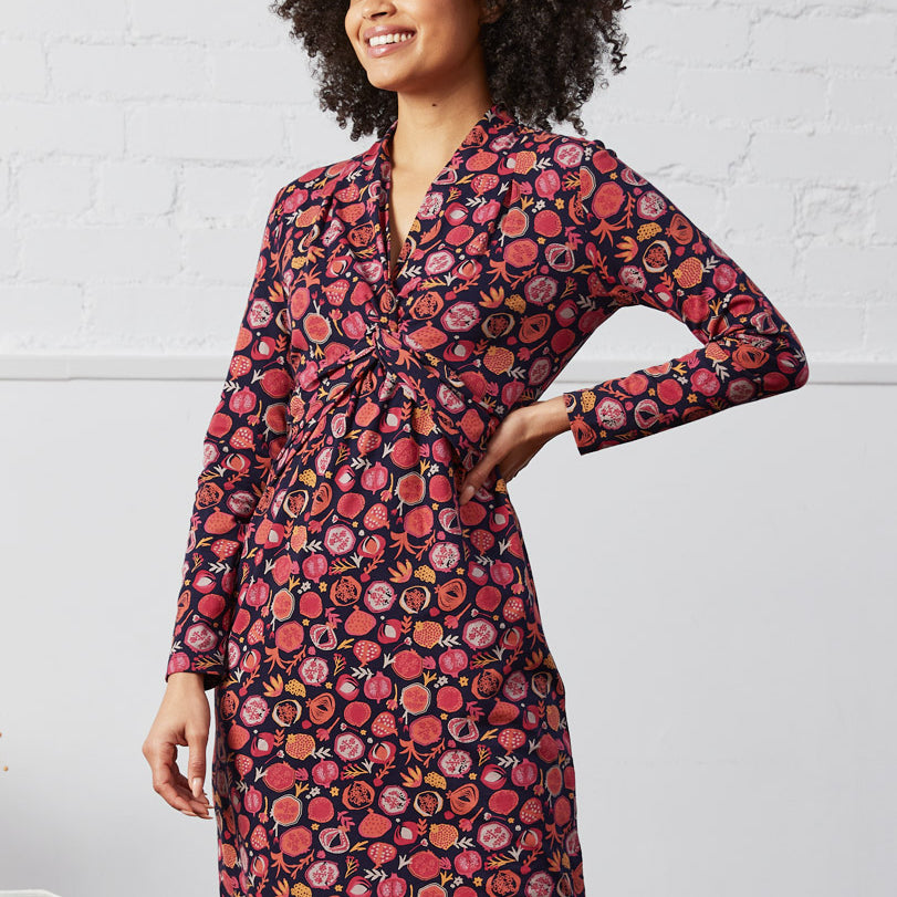 GOTS Organic Cotton Printed Twist Jersey Dress