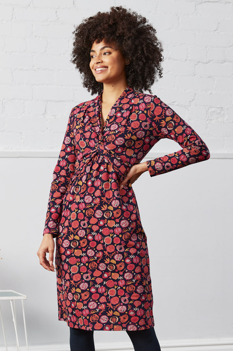 GOTS Organic Cotton Printed Twist Jersey Dress