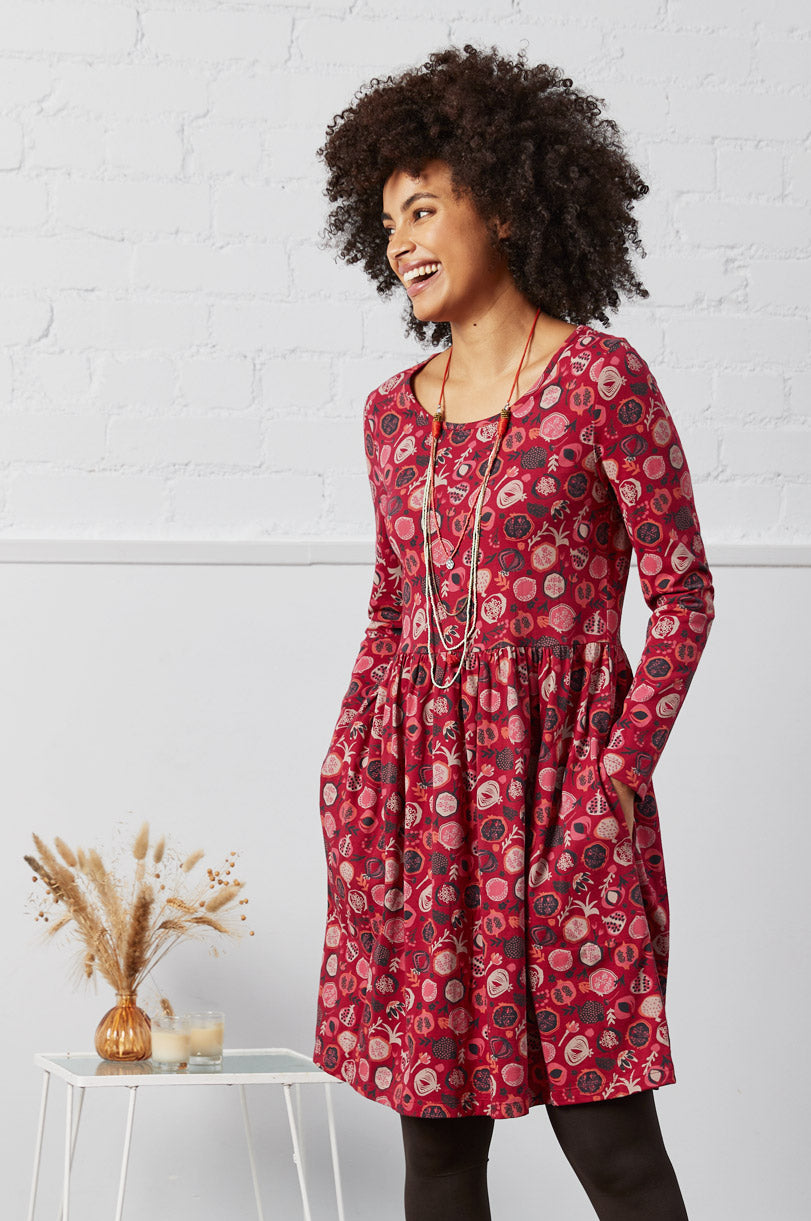 GOTS Organic Cotton Gathered Jersey Tunic Dress