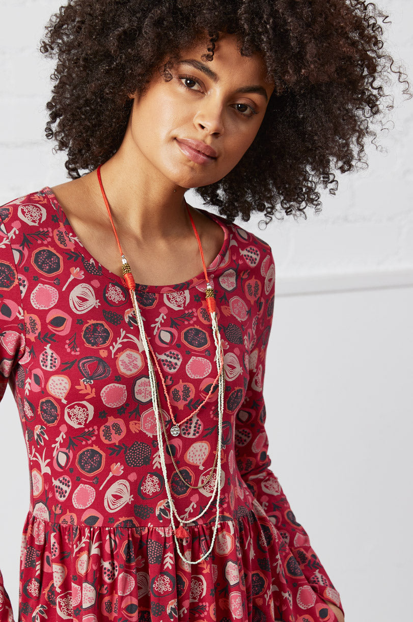 GOTS Organic Cotton Gathered Jersey Tunic Dress