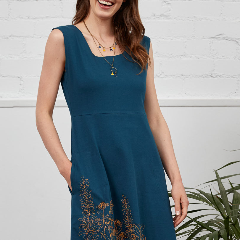 GOTS organic Cotton Embroidered Jersey Tunic Dress