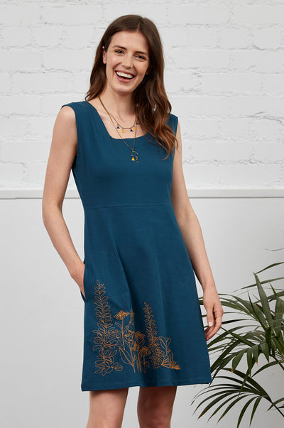 PJ3115 Embroidered Jersey Tunic Dress