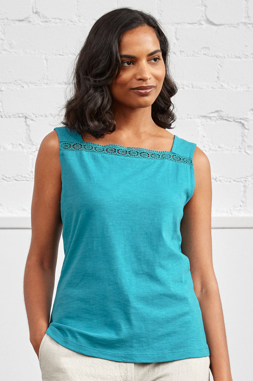 GOTS Organic Cotton Lace Trim Vest