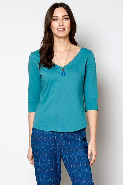 Organic Cotton V Neck Half Sleeve Top - Cove and Yam