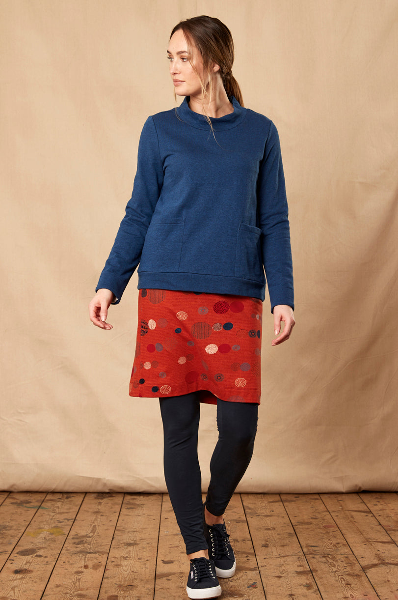 Cotton Orb Print Straight Skirt
