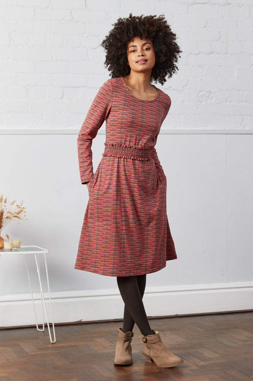 GOTS Organic Cotton Smocked Waist Jersey Dress