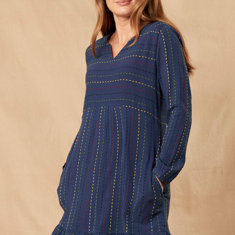 Cotton Running Stitch Dress