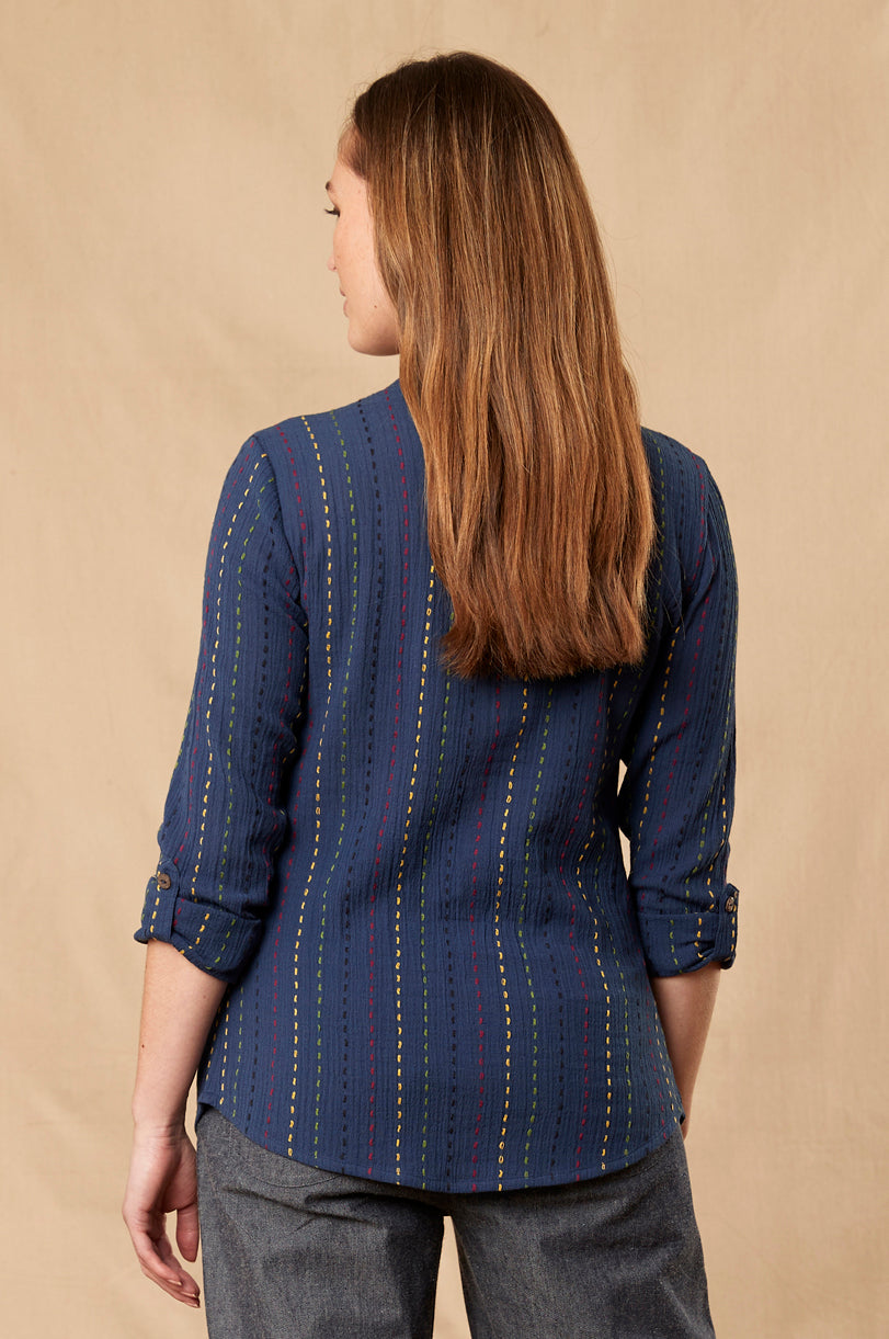 Cotton Handloom Running Stitch Shirt