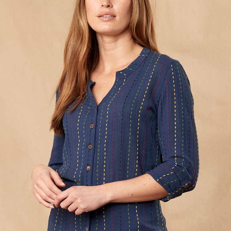 Cotton Handloom Running Stitch Shirt