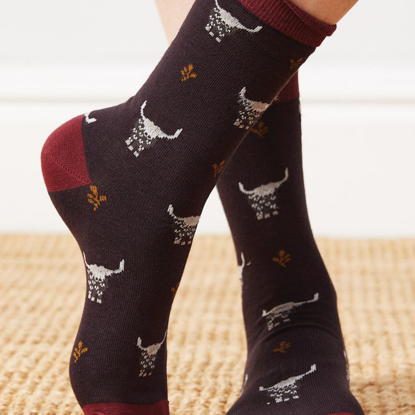 gots Organic Cotton Highland Cow Socks