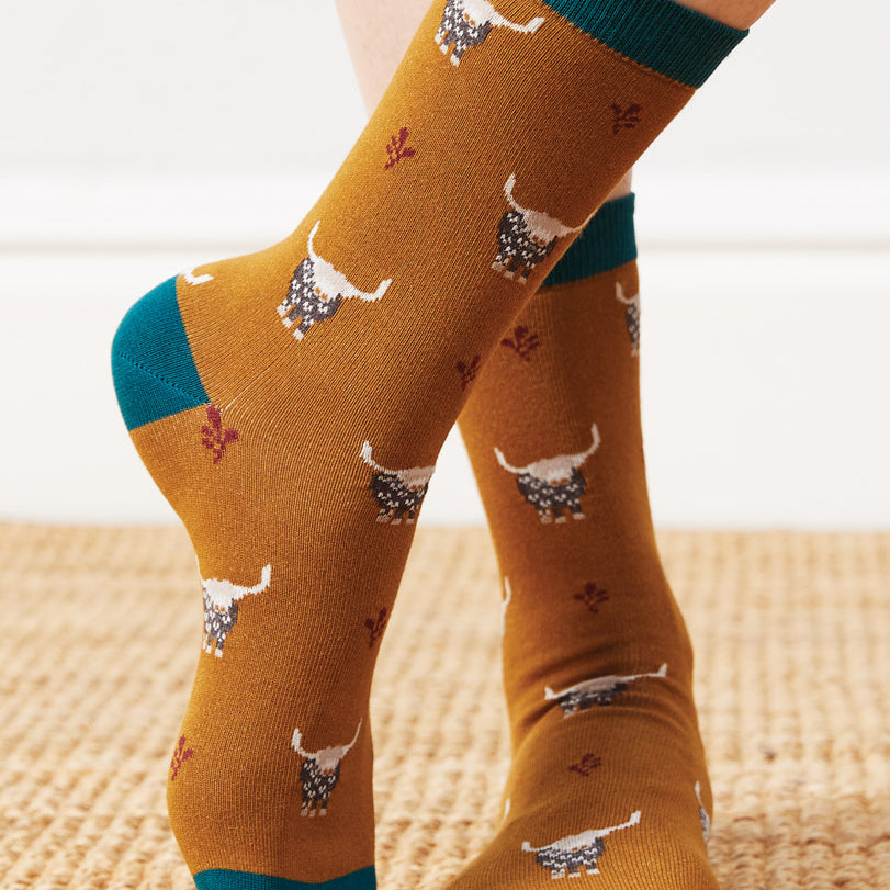gots Organic Cotton Highland Cow Socks