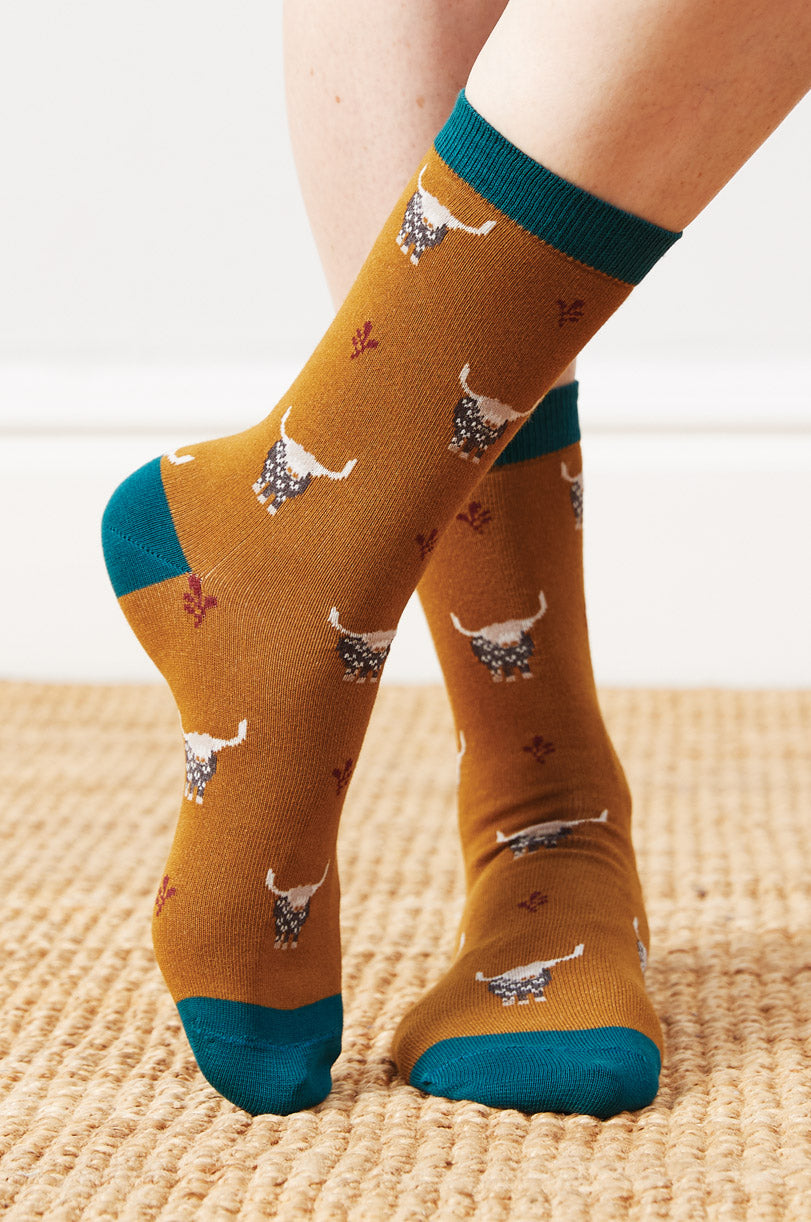 gots Organic Cotton Highland Cow Socks