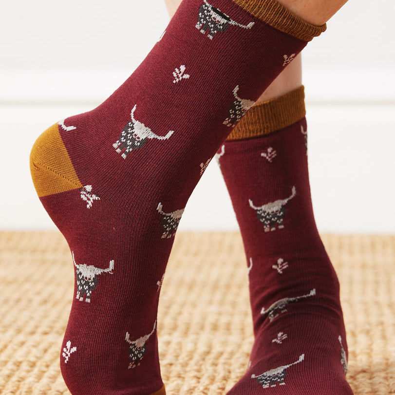gots Organic Cotton Highland Cow Socks