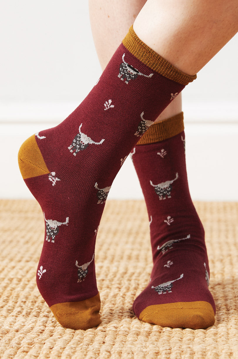 gots Organic Cotton Highland Cow Socks