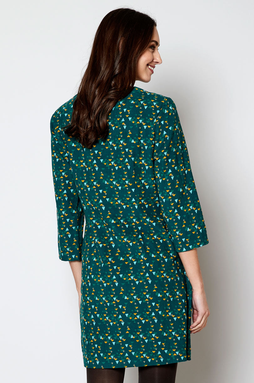 Cotton Cord Three Quarter Sleeve Tunic Dress