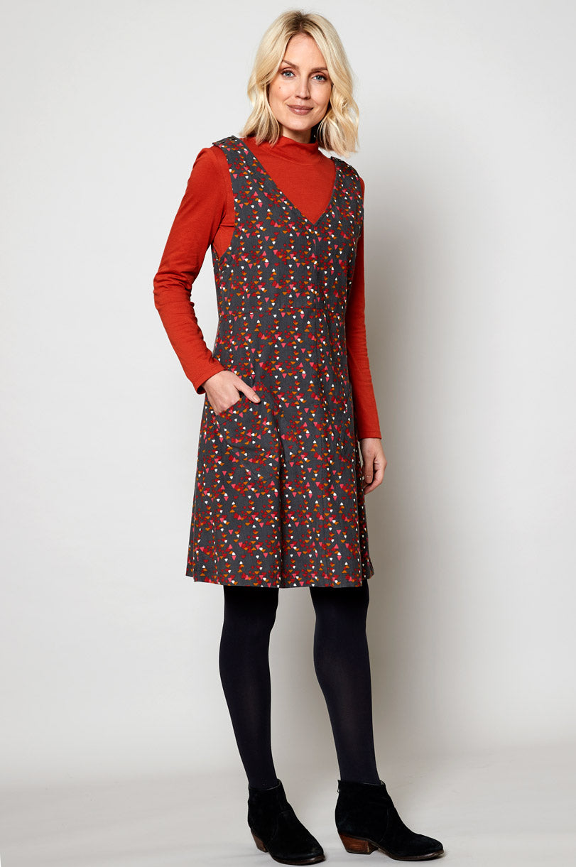 Cotton Needlecord Pinafore Tunic Dress