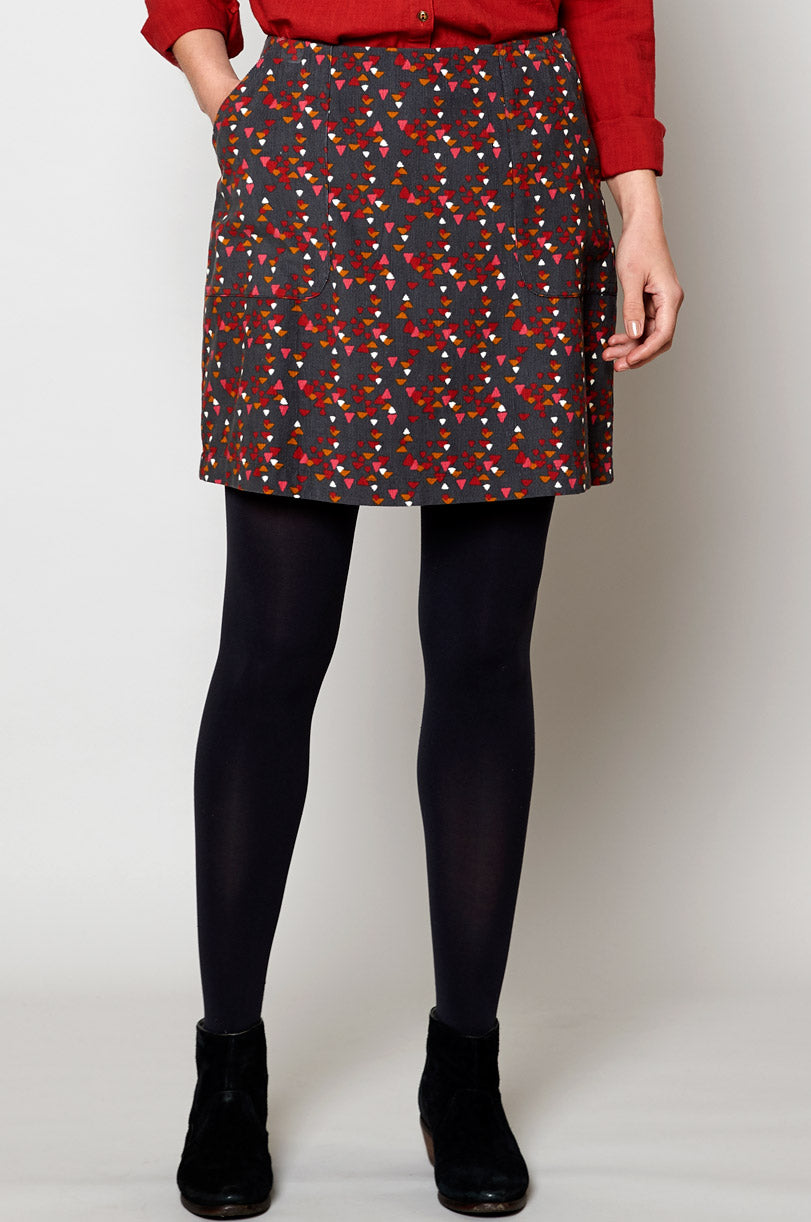 Cotton Cord Printed Mini Skirt