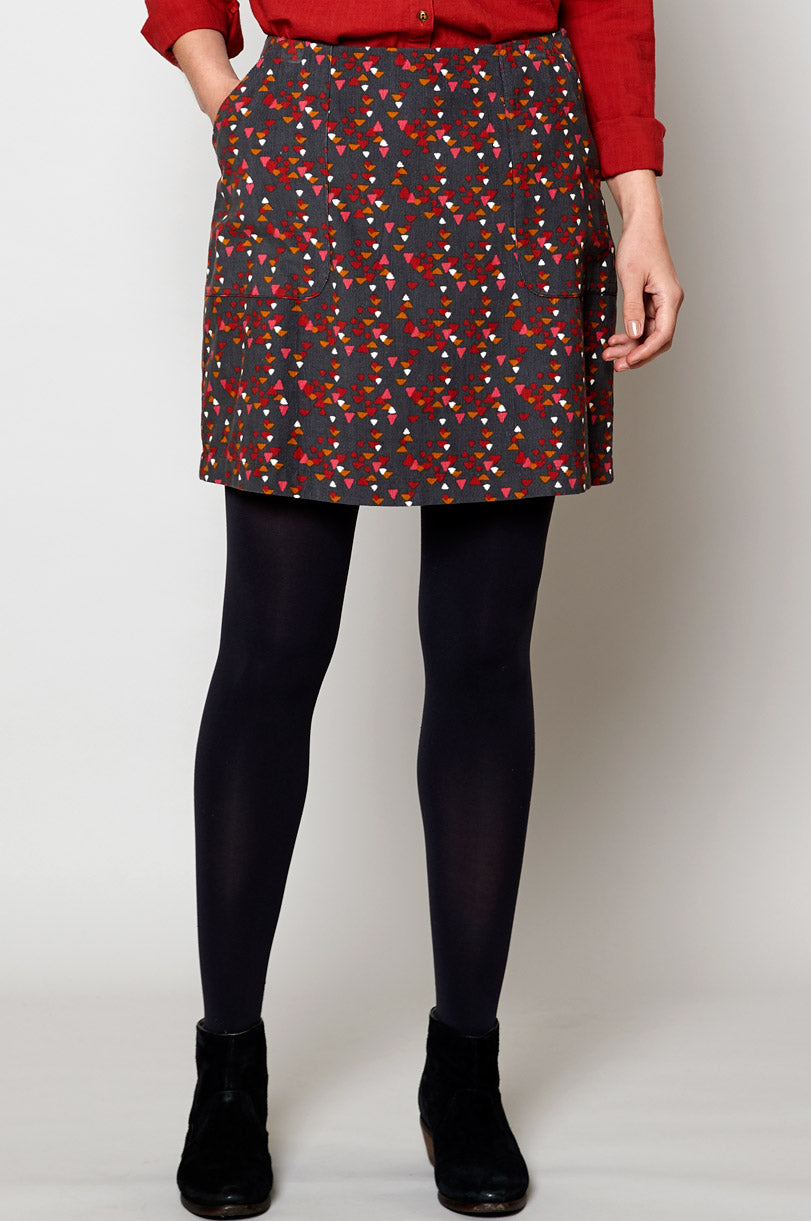 Cotton Cord Printed Mini Skirt