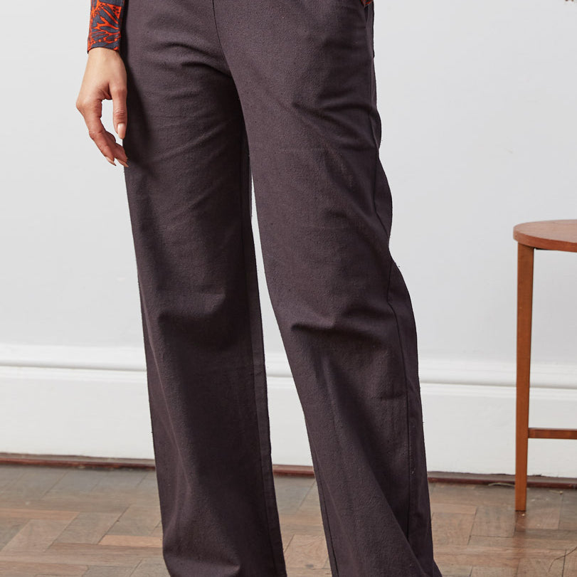 Cotton Plain Button Trousers