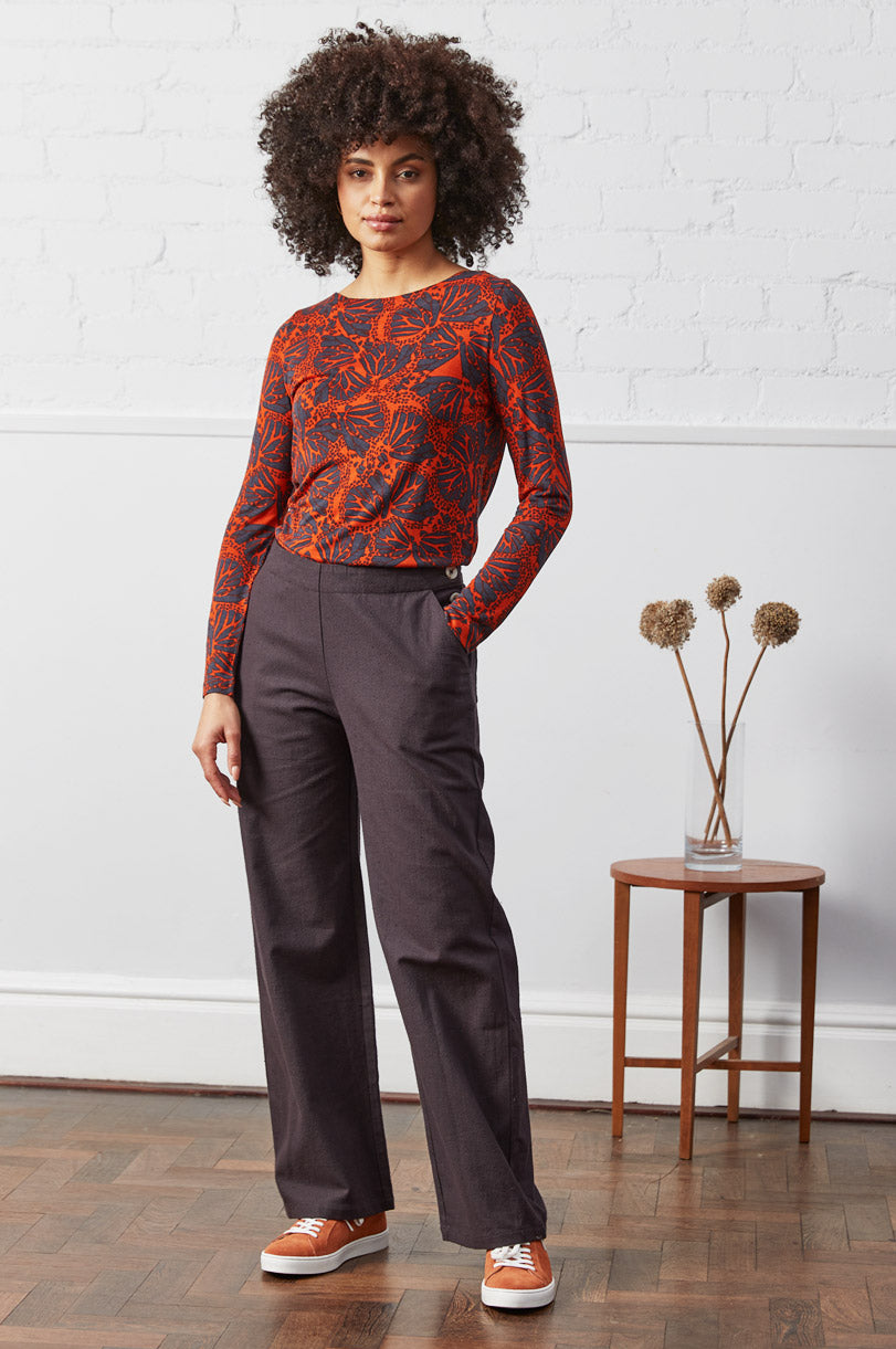 Cotton Plain Button Trousers