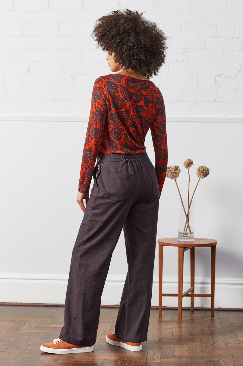 Cotton Plain Button Trousers