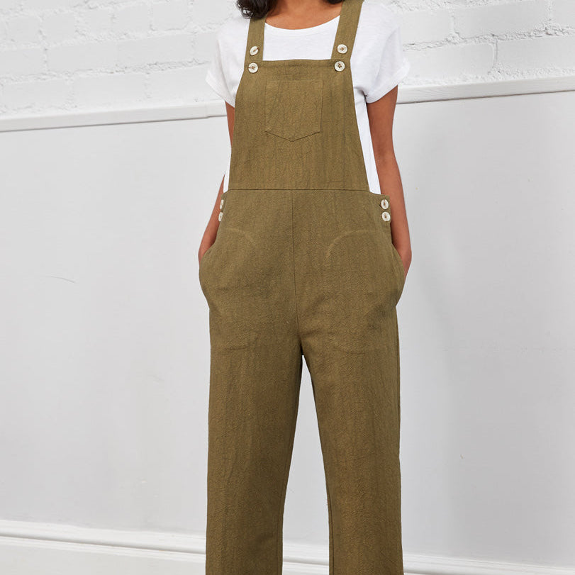 Cotton Cropped Dungarees