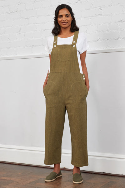 Cotton Cropped Dungarees
