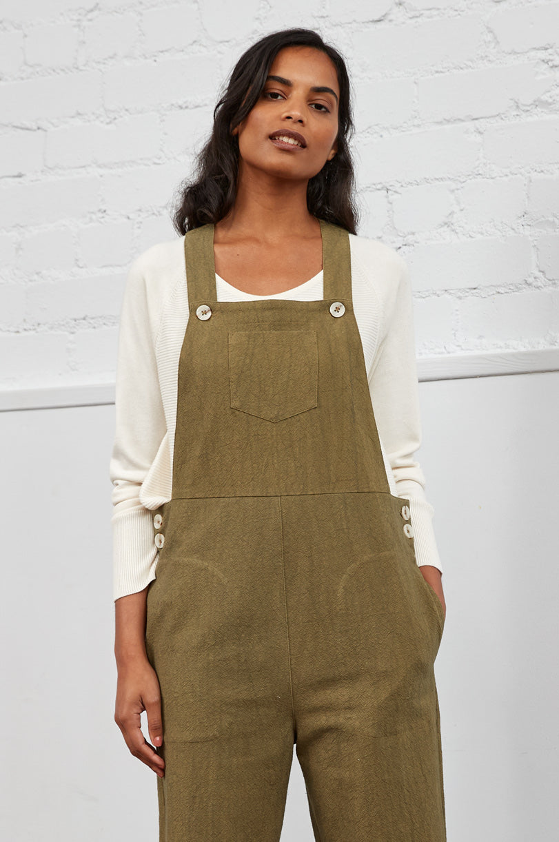 Cotton Cropped Dungarees