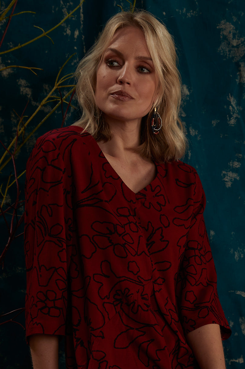 Viscose Pleat Front Tunic Dress