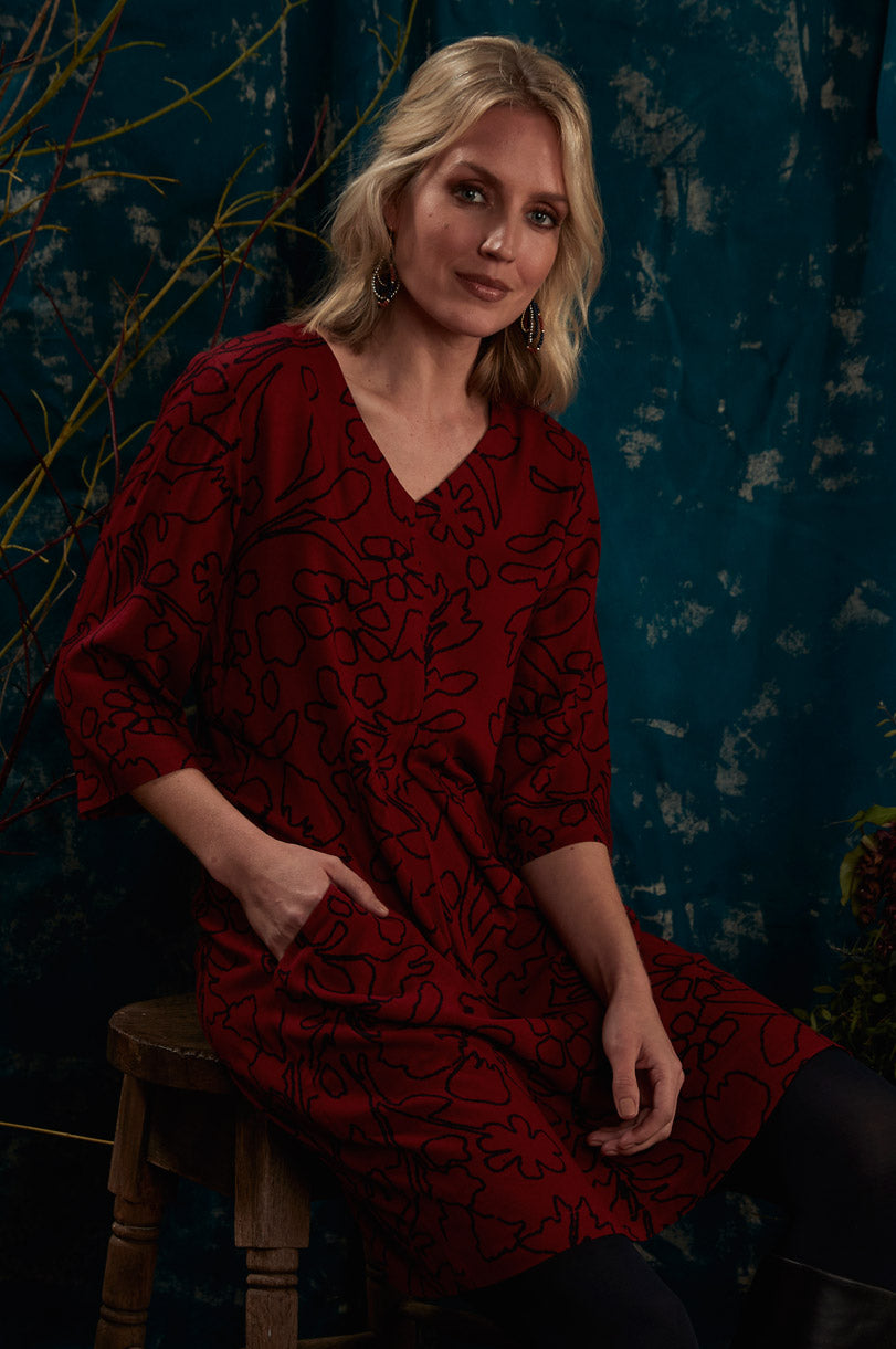Viscose Pleat Front Tunic Dress