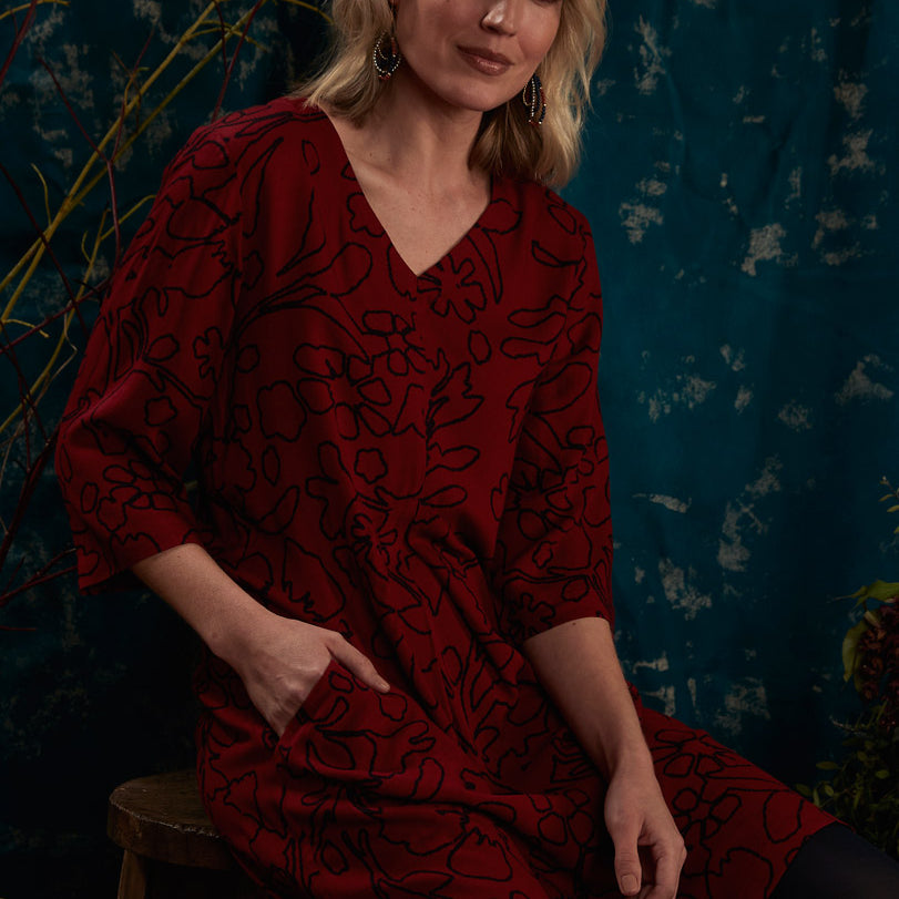 Viscose Pleat Front Tunic Dress