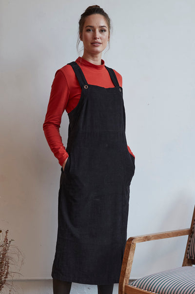 Cotton Dungarees Dress with Split