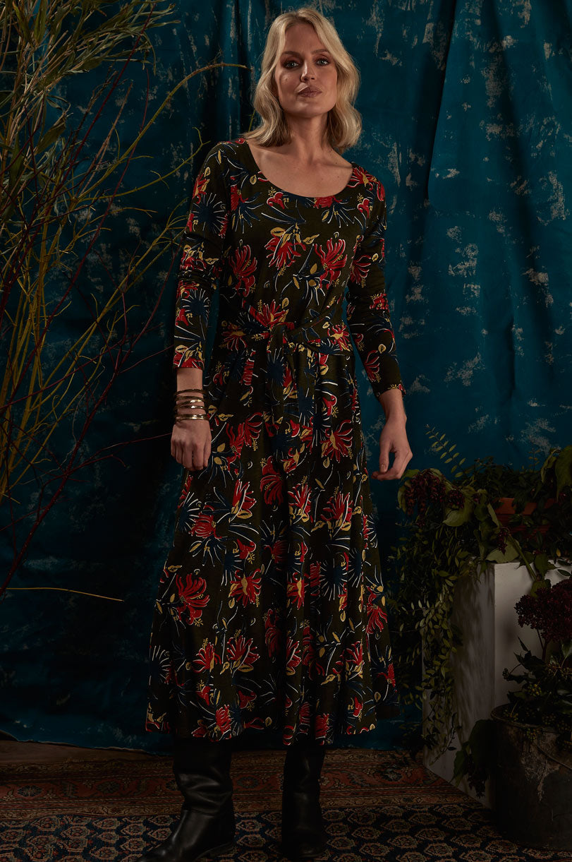 Ecovero Panelled Tie Midi Dress