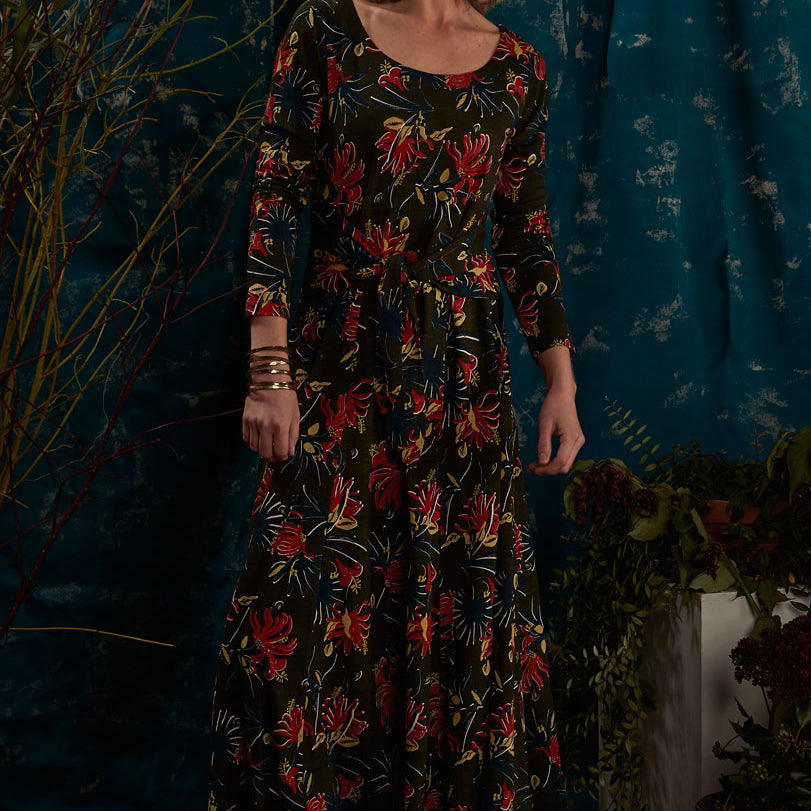Ecovero Panelled Tie Midi Dress