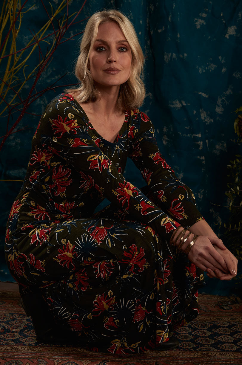 Ecovero Panelled Tie Midi Dress